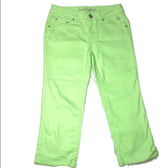 Justice Jeans neon yellow/light green pants - Picture 1 of 4